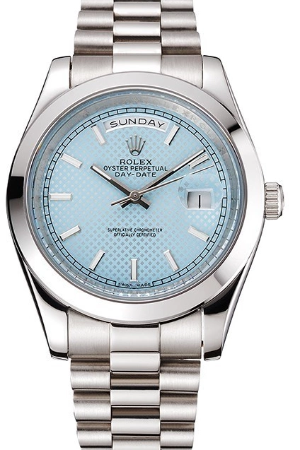 Best AAA Replica Sites Case Date Day 40 Ice Bracelet Rolex Blue Stainless Steel Dial And 0627